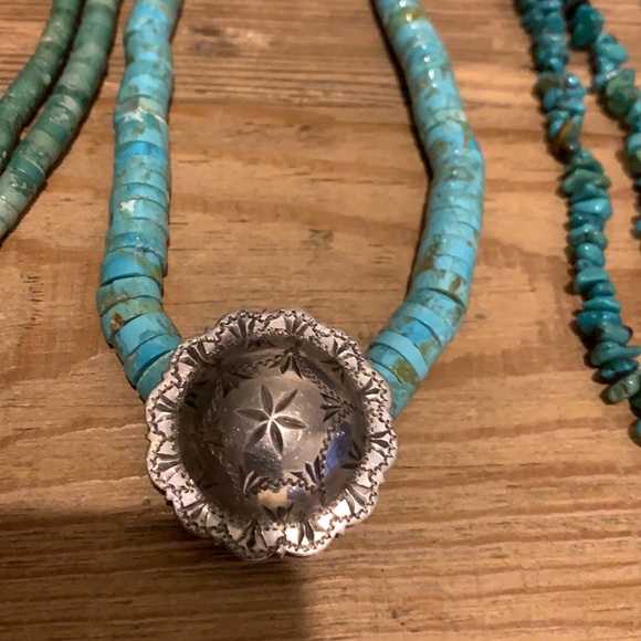 VTG American Indian turquoise sterling silver lot 3 necklaces beads Navajo - Picture 2 of 4